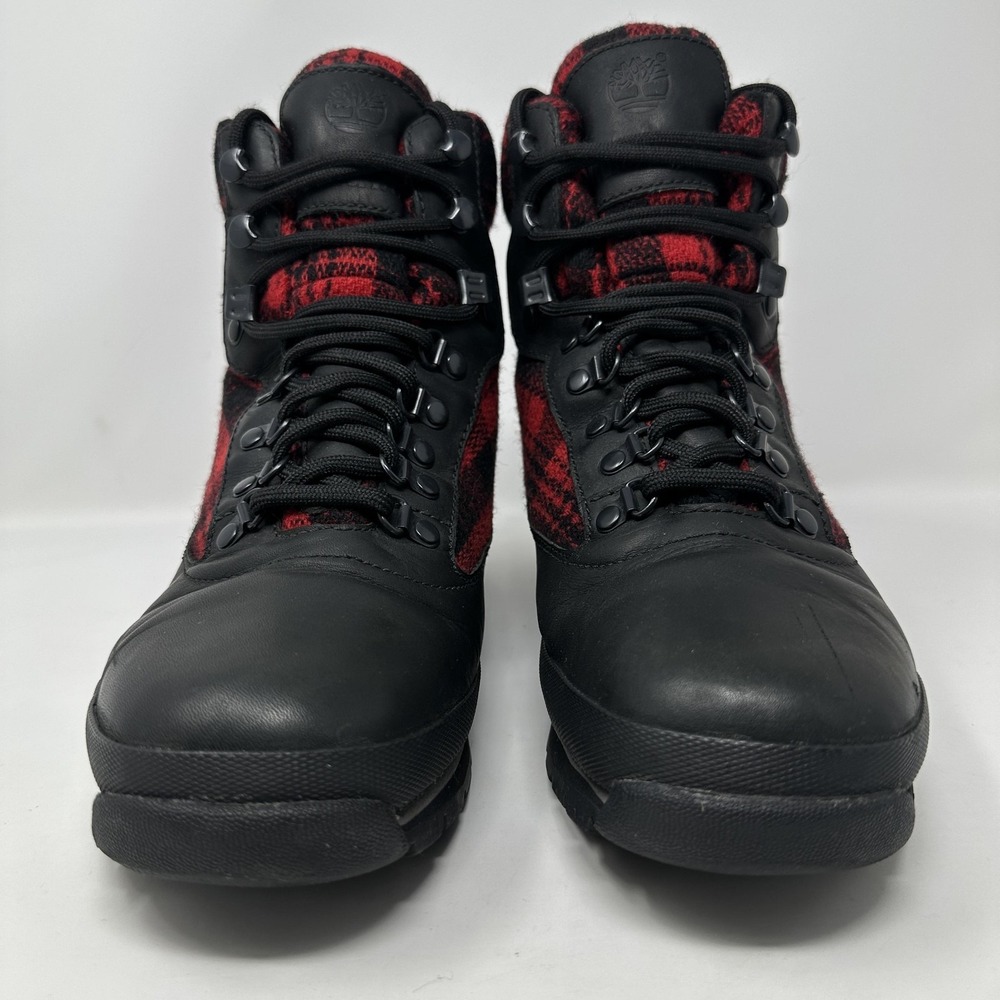 Timberland Woolrich Wool Buffalo Plaid Euro Hiker Boots Mens Size 9 Leather View 3